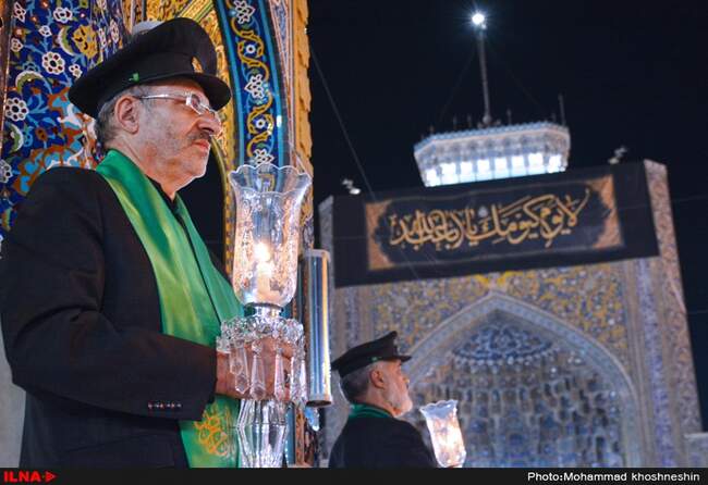 مراسم خطبه خوانی شب عاشورا در حرم مطهر رضوی‎