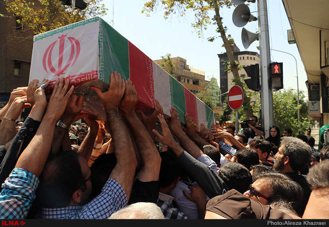 مراسم وداع با پیکر دو شهید گمنام دفاع مقدس در تهران 