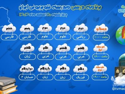 جزئیات برنامه درسی مدرسه تلویزیونی ایران برای امروز