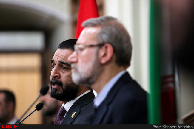 دیدار و نشست خبری روسای مجلس ایران و عراق