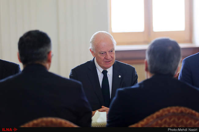 دیدار استفان دی‌میستورا  با حسین جابری انصاری