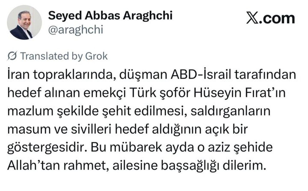 تسلیت عراقچی در پی شهادت شهروند ترکیه در جریان حمله آمریکایی ـ صهیونیستی به ایران