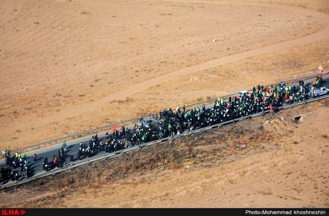 تصاویر هوایی پیاده روی زائران حرم رضوی-مشهد