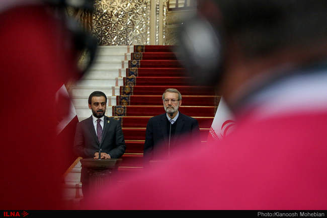 دیدار و نشست خبری روسای مجلس ایران و عراق