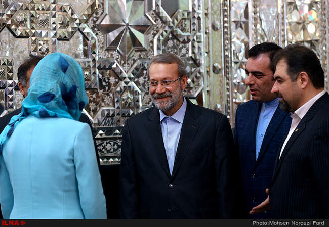دیدار فدریکا موگرینی مسئول سیاست خارجی اتحادیه اروپا با علی لاریجانی رئیس مجلس شورای اسلامی