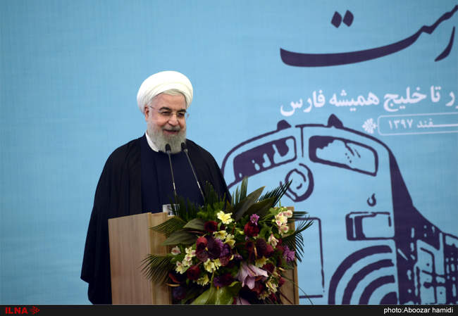 مراسم افتتاح راه اهن قزوین-رشت با حضور رییس جمهور