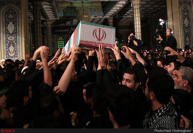 استقبال هیئت‌های عزاداری قم از پیکرمهدی علیدوست شهید مدافع حرم 