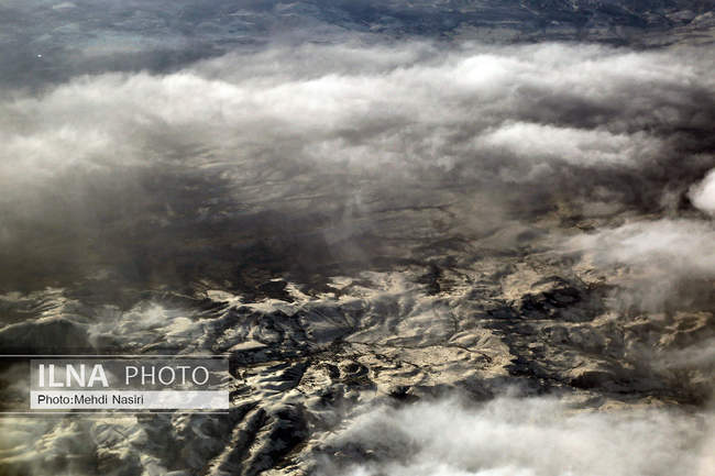 Aerial images of the snowy mountains on the border of Iran and Türkiye