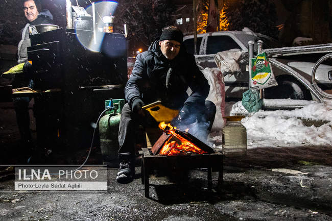 تهران در یک شب سرد برفی