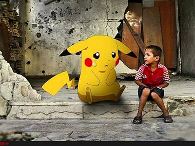 فیلم  / سوریه ای ها برای نشان دادن وضعیت اسفبار کودکان از پوکیمون گو استفاده کردند 