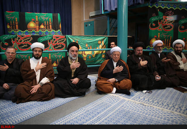 حضور آیت‌الله هاشمی رفسنجانی در مراسم عزاداری هیأت ایثارگران در حسینیه جماران