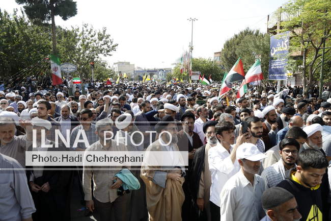 راهپیمایی مردم قم  در محکومیت جنایات رژیم صهیونیستی در فلسطین 