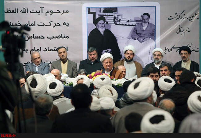 حضور آیت‌الله هاشمی رفسنجانی در مراسم چهلمین روز رحلت آیت الله موسوی اردبیلی 