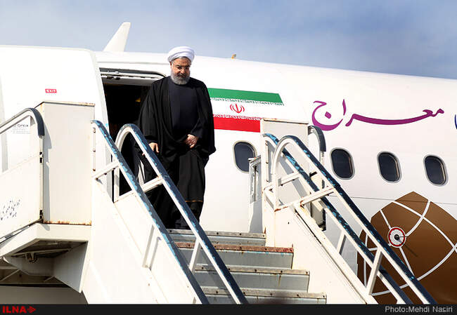 ورود حسن روحانی، رئیس جمهور برای بازدید از معدن یورت به گرگان