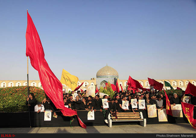 مراسم تشییع پیکر شهید حججی در میدان نقش جهان اصفهان‎