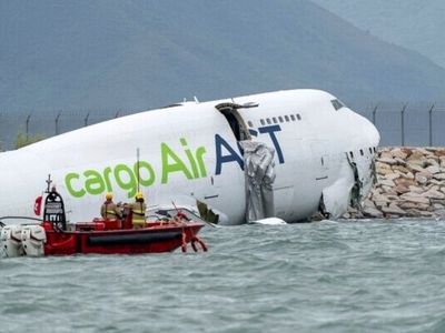 2 dead after UAE plane veers off Hong Kong runway into sea
