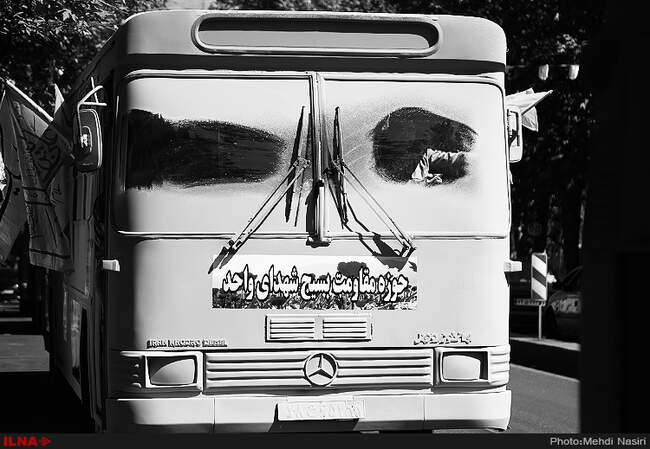 کاروان نمادین اعزام نیرو به جبهه های جنگ حق علیه باطل توسط شرکت واحد