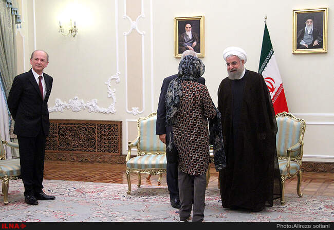 دیدار کلود بارتلون رئیس مجلس ملی فرانسه با حسن روحانی رئیس جمهور کشورمان