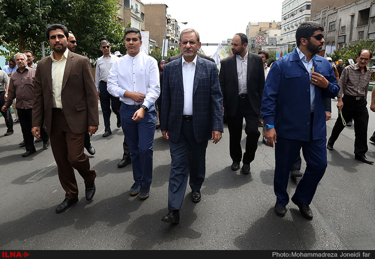 جهانگیری به جمع راهپیمایان روز قدس پیوست