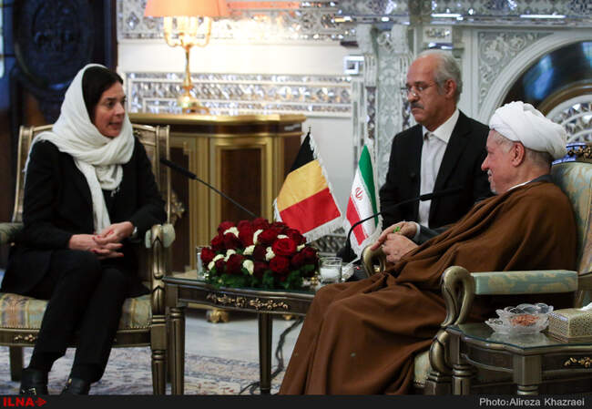 دیدار هاشمی رفسنجانی با کریستین دوفرین رئیس مجلس سنای بلژیک 