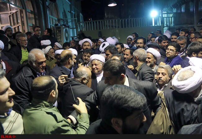 حضور آیت‌الله هاشمی رفسنجانی در مراسم چهلمین روز رحلت آیت الله موسوی اردبیلی 