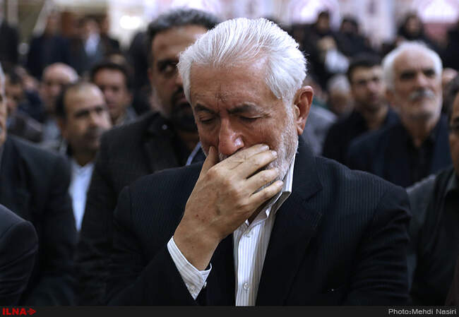 سیدمحمد غرضی در  مراسم تشییع پیکر بانو مرضیه حدیدچی دباغ در حرم امام خمینی(ره) 
