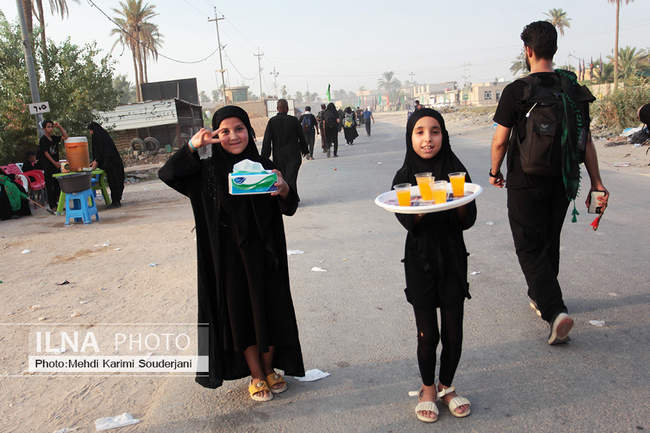 پیاده روی زائران اربعین از مسیر طریق العلما