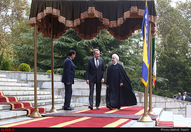  استقبال رسمی روحانی از رییس شورای ریاست جمهوری بوسنی و هرزگوین