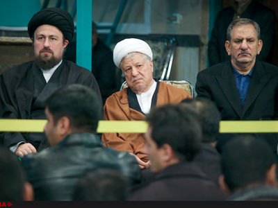 حضور آیت‌الله هاشمی رفسنجانی در مراسم چهلمین روز رحلت آیت الله موسوی اردبیلی 