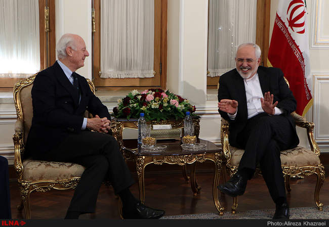 دیدار نماینده ویژه دبیرکل سازمان ملل در امور سوریه با محمد جواد ظریف