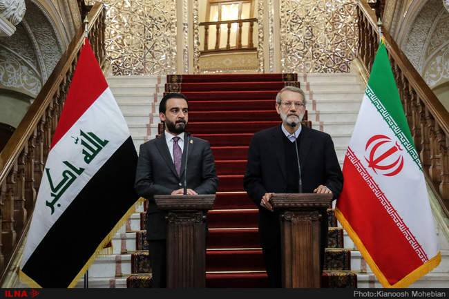 دیدار و نشست خبری روسای مجلس ایران و عراق