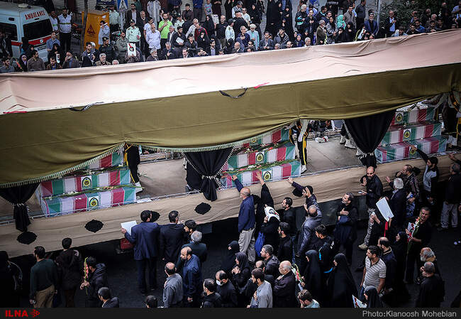 مراسم تشییع پیکر ۵۴ شهید دفاع مقدس ناجا از مقابل دانشگاه تهران