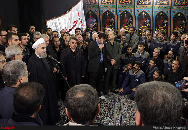 عزاداری رئیس جمهور و وزیر کار در جمع کارگران 